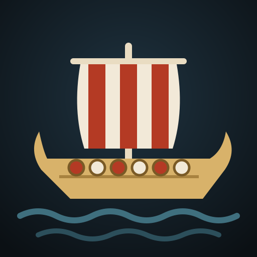Tidebreak icon: a longship with a striped sail