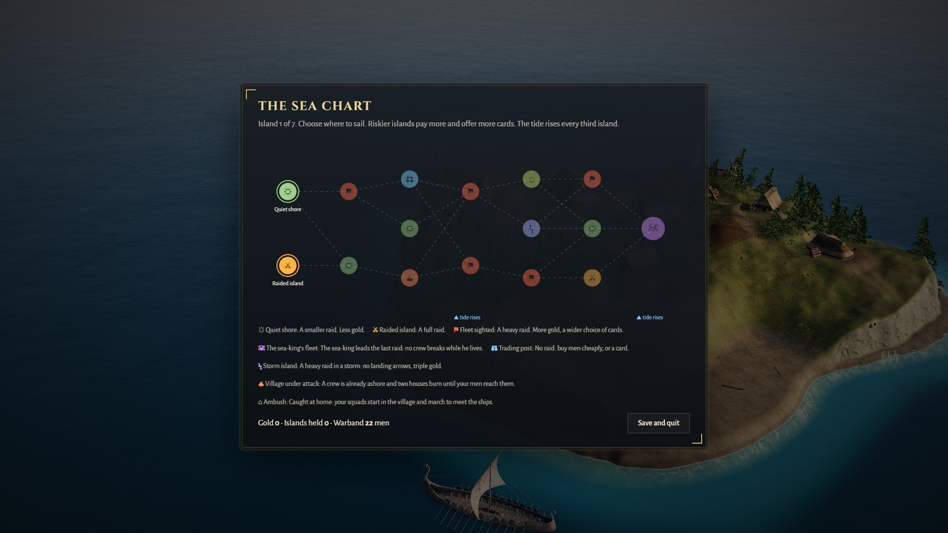 The sea chart: choose the next island